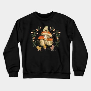 Cute Cottagecore Floral Frog And Chicks Aesthetic Gift Crewneck Sweatshirt